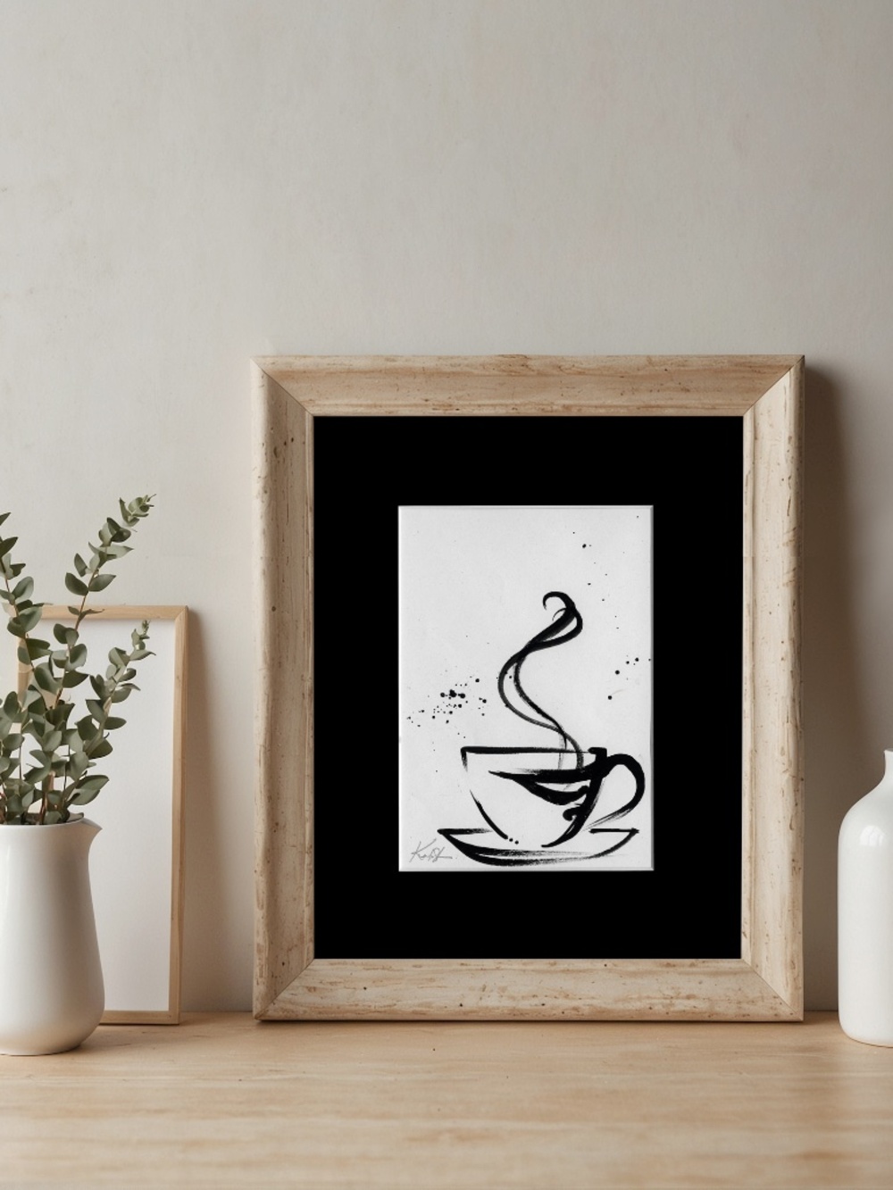 Original Coffee Cup painting, Brushstroke Illustration - Coffee Cup 103